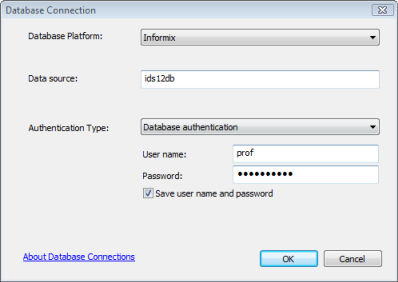 Exemple de connexion Informix qui utilise un nom de source de données Exemple de connexion Informix qui utilise un nom de source de données